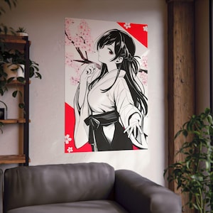 Póster vertical, fan art de Chizuru Mizuhara, ilustración de waifu japonesa, impresión artística de Rent A Girlfriend, linda chica de anime, póster de anime