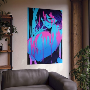 Sexy anime poster Waifu - onzedelijk vermeil in goud print mat verticaal anime schilderij, NSFW Booba kunst aan de muur, decor in retrostijl, personage fanart