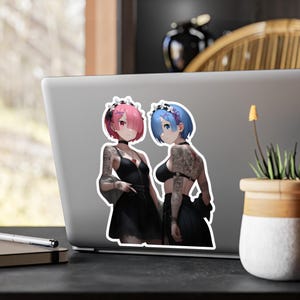 Re Zero Rem & Ram Stickers: Goth Waifu Anime Decals