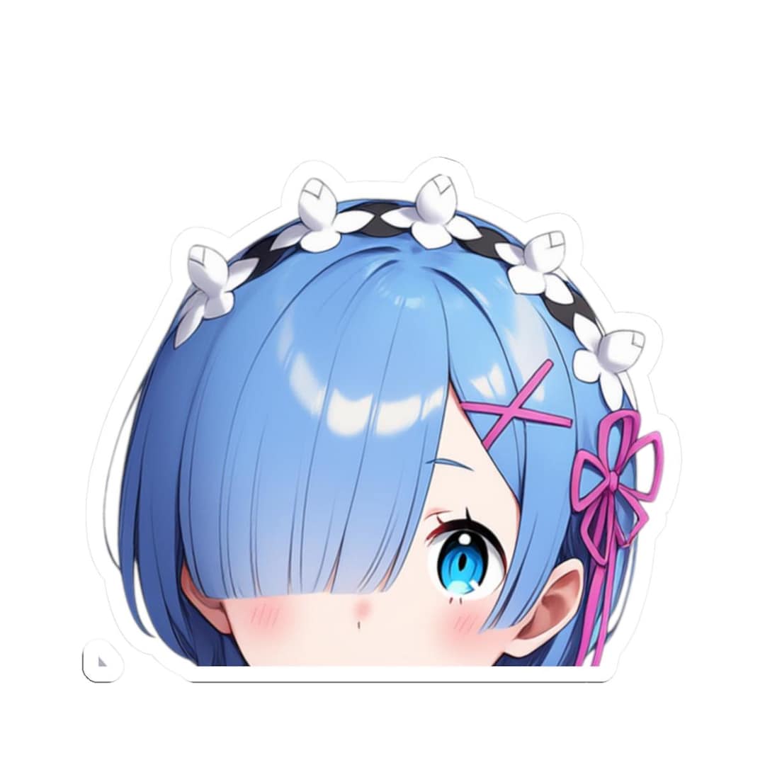 Rem From Re Zero Peeker Sticker - Cute Waifu Anime Girl Kiss-cut ...