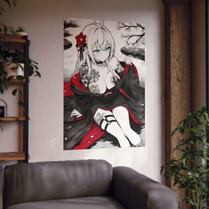 Alya Kojou, chica tatuada en el arte japonés, Alya a veces esconde sentimientos, póster vertical de waifu de anime, diseño ilustrativo, póster mate