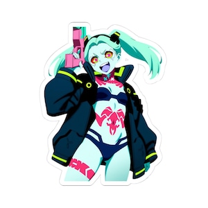 Rebecca Cyberpunk Edgerunners Sticker: Anime Waifu, Waterproof Laptop Decal
