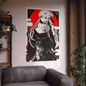 Asuna Yuuki Sword Art Online Anime Girl Waifu Tatuaje de estilo japonés, Impresión de decoración de arte de pared, Pósteres verticales, Tatuaje de anime para dormitorio de oficina en casa