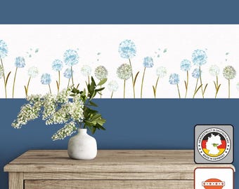 Vlies Bordüre: Aqarell Pusteblumen - 20 cm Höhe - romantische Blumenbordüre, wahlweise selbstklebend - 1860889577