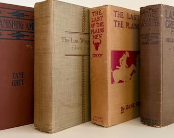 Collezione di libri western vintage (5 libri) / Fuorilegge e giustizia di frontiera / Classici di Zane Grey / Arredamento rustico