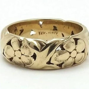 Antique Jabel Floral 14k Yellow Gold Band. Size 5. Beautiful!