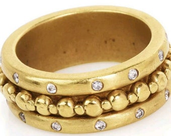 Anillo de eternidad de diamantes en oro amarillo de 18 k, diseño italiano (talla 6,5)