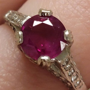 Beautiful Antique Ruby and Diamond Engagement Ring.