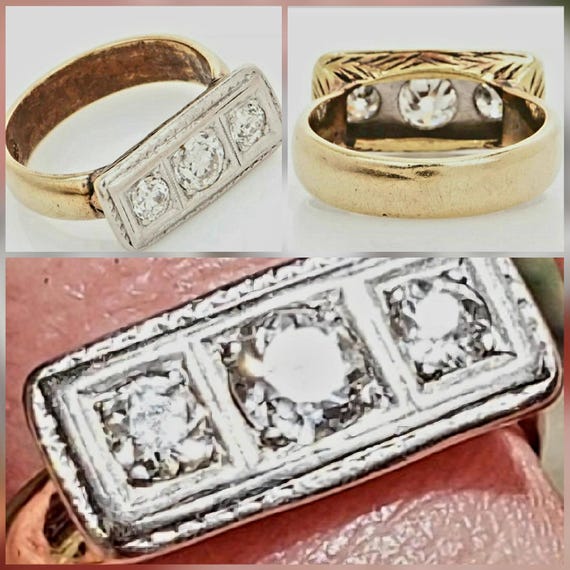 Antique Three Stone Diamond Ring. - image 10
