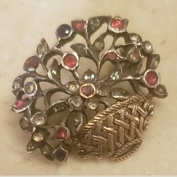 Genuine Antique Giardinetti Brooch. Genuine Gemst… - image 3