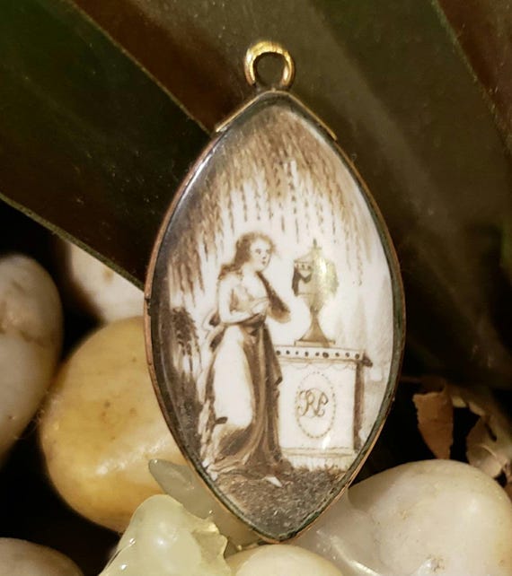 Antique Georgian Sepia Mourning Pendant