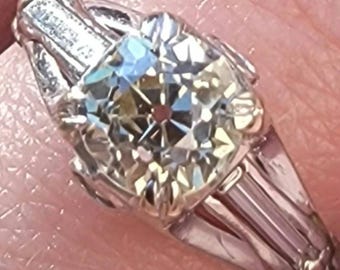 Antique 18K Old European Cut Diamond Engagement Ring, Size 6