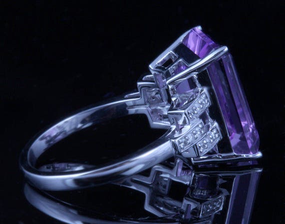 SALE! Vintage 17.52 ctw. 14K White Gold Amethyst … - image 7