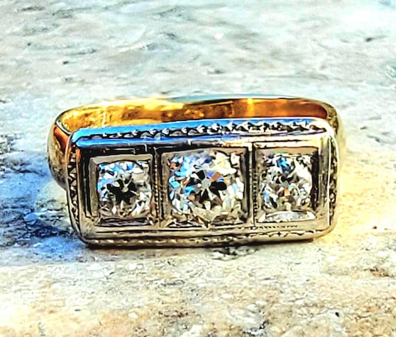 Antique Three Stone Diamond Ring. - image 5