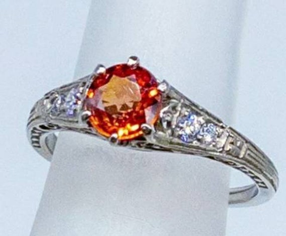 Beautiful 1.30ctw Vintage Padparadscha Sapphire a… - image 2