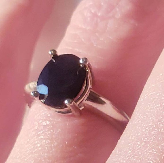 Sale! Vintage Natural Oval Blue Sapphire Solitair… - image 4