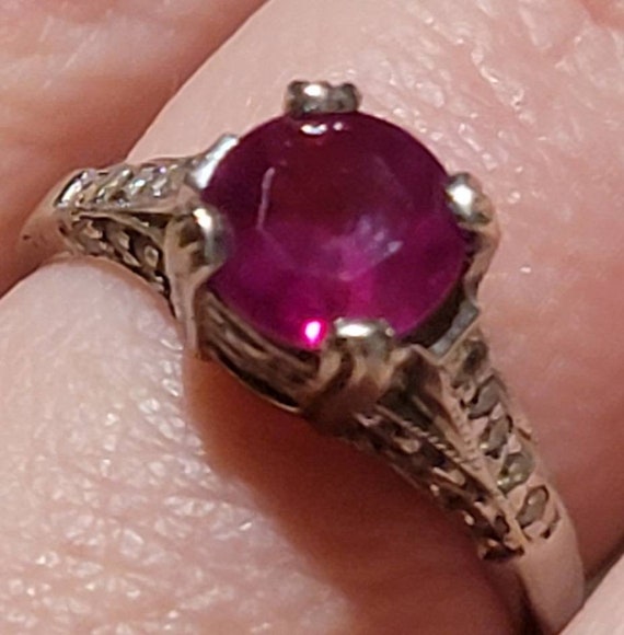 Beautiful Antique Ruby and Diamond Engagement Rin… - image 4