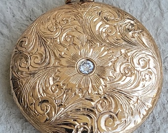 Antique Beautiful 14kt Substantial and Very Special Yellow Gold and Diamond Locket.