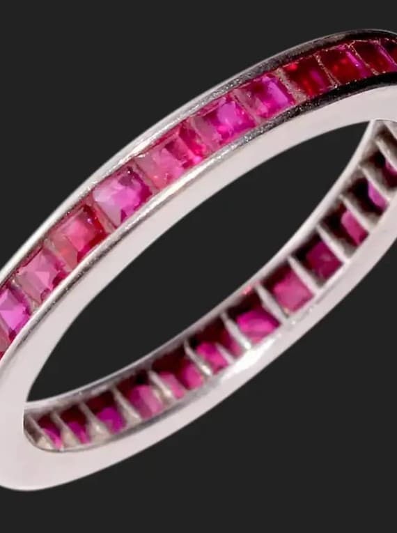 Vintage Genuine Ruby Eternity Band. Size 6.75-7. S