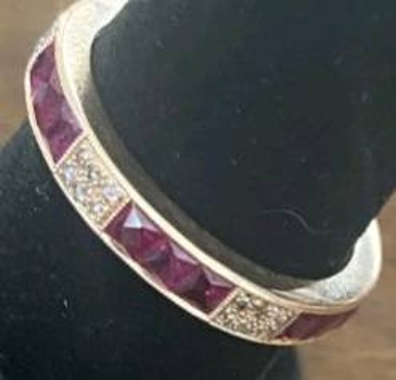 Antique Rose Gold French Cut Ruby and Rose Cut Di… - image 3