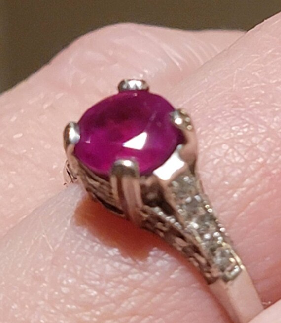 Beautiful Antique Ruby and Diamond Engagement Rin… - image 2