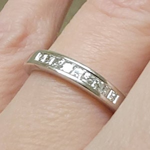 Vintage 14k White Gold Princess Cut Half Eternity Band. Size 6.