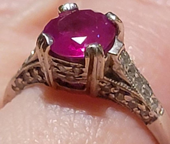 Beautiful Antique Ruby and Diamond Engagement Rin… - image 10