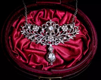 Collar de pasta georgiana de plata de ley - Diseño floral antiguo