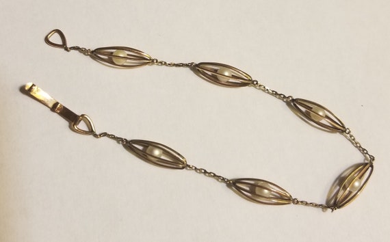 Antique Victorian Rose Gold Link Pearl Bracelet. - image 6