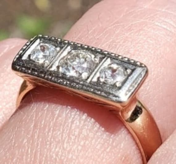 Antique Three Stone Diamond Ring. - image 4