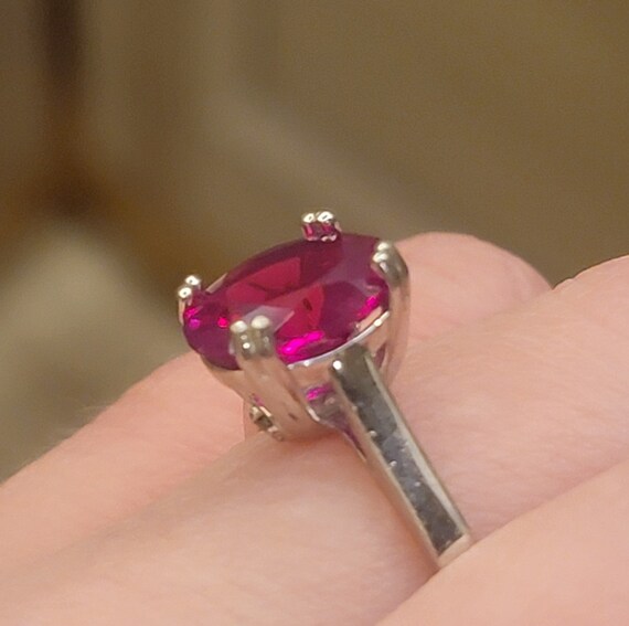 Oval Lab Grown Ruby Solitaire Ring, Sterling Silv… - image 8