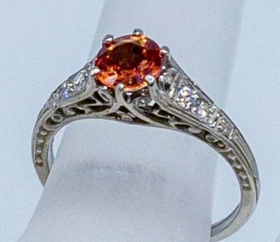 Beautiful 1.30ctw Vintage Padparadscha Sapphire a… - image 7