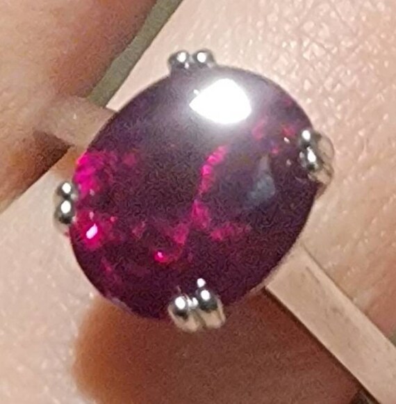 Oval Lab Grown Ruby Solitaire Ring, Sterling Silv… - image 7