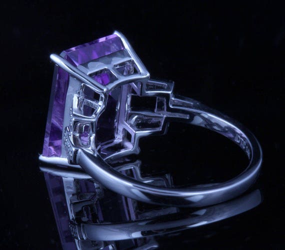 SALE! Vintage 17.52 ctw. 14K White Gold Amethyst … - image 4