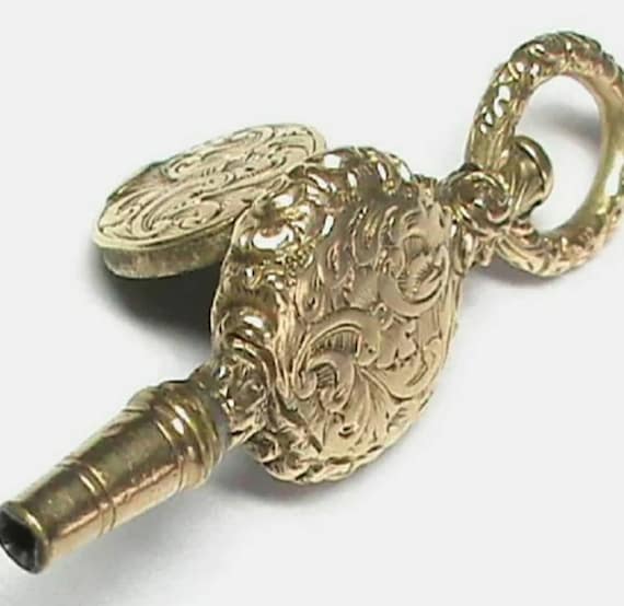Early Victorian Gold Mourning Locket Watch Key. B… - image 1