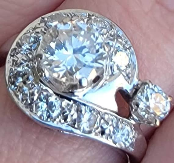 Beautiful Retro 14k White Gold Engagement Ring. Be