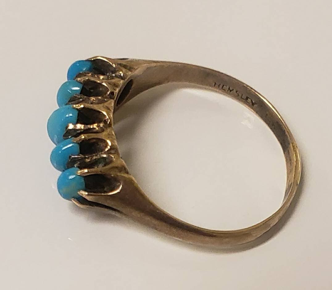 セール！ビクトリア朝初期のヘムズリーペルシャターコイズバンドリング。イエローゴールド。サイズ 6.5 - Etsy 日本