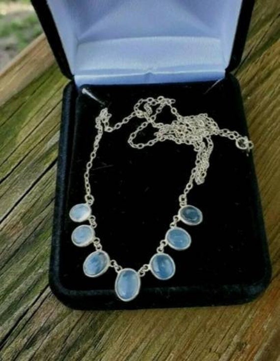 Beautiful Antique Sterling Silver Festoon Blue Hu… - image 3