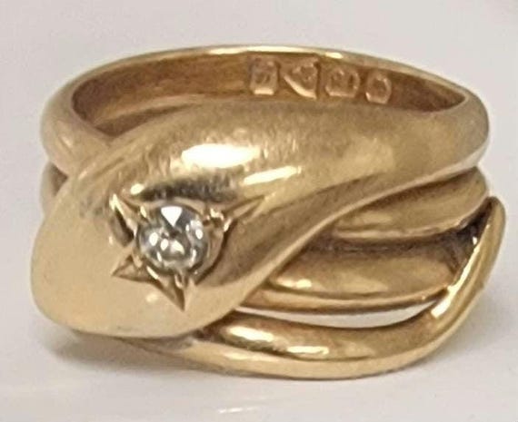 アンティーク ビクトリア朝 18K コイル ダイヤモンド スネーク リング