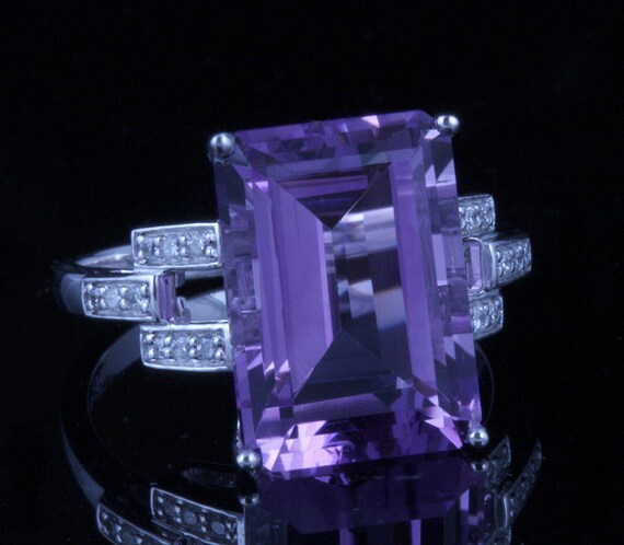 SALE! Vintage 17.52 ctw. 14K White Gold Amethyst … - image 5