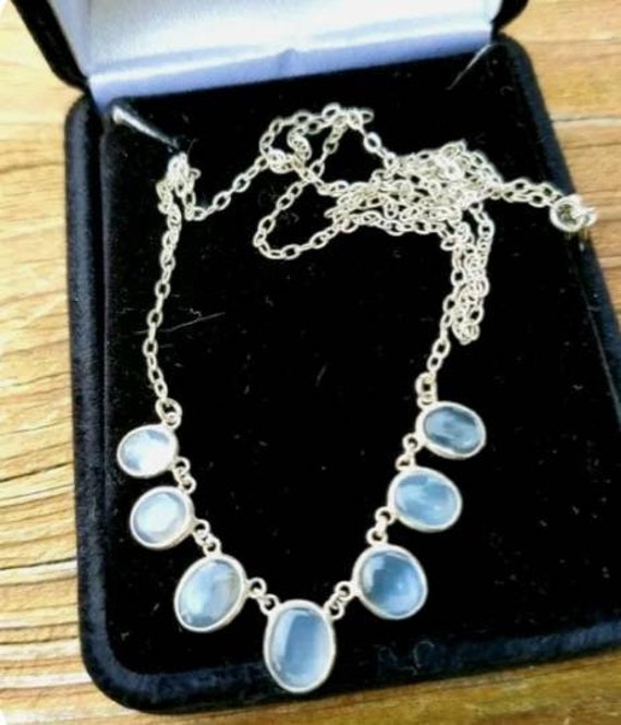 Beautiful Antique Sterling Silver Festoon Blue Hu… - image 8