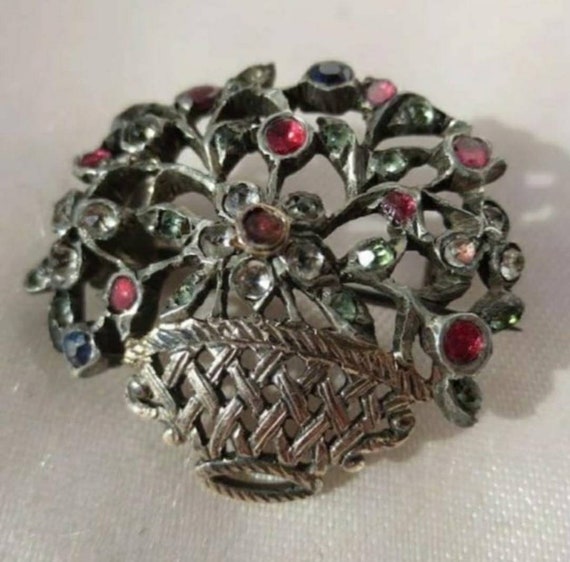 Genuine Antique Giardinetti Brooch. Genuine Gemst… - image 4