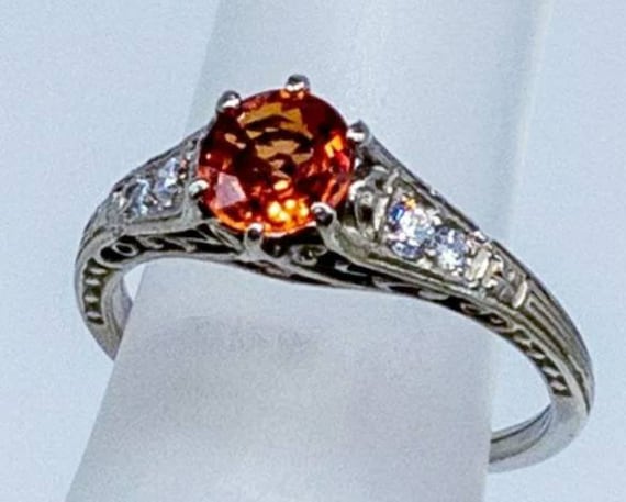 Beautiful 1.30ctw Vintage Padparadscha Sapphire a… - image 1