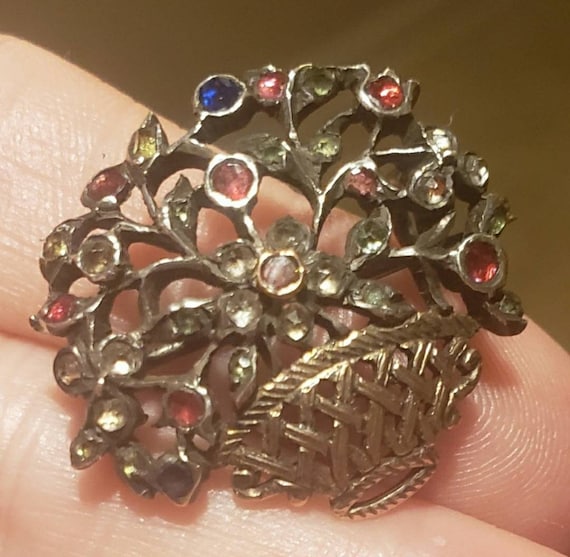 Genuine Antique Giardinetti Brooch. Genuine Gemst… - image 1