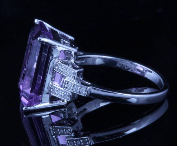 SALE! Vintage 17.52 ctw. 14K White Gold Amethyst … - image 3