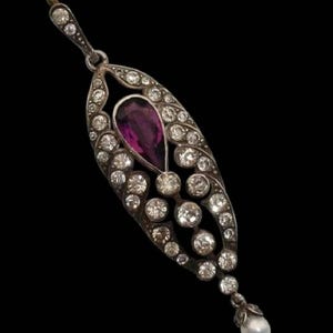 Georgian Amethyst and Diamond Paste Silver Pendant. Gorgeous!