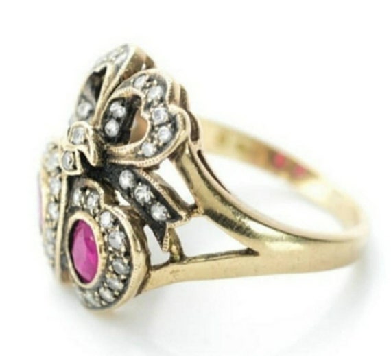 Beautiful Crowned Heart Double Ruby and Diamond R… - image 6