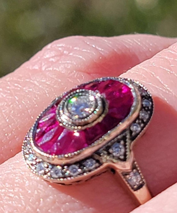 Stunning French Antique Ruby and Diamond Dinner R… - image 6