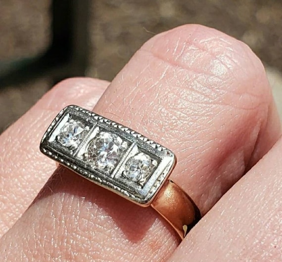 Antique Three Stone Diamond Ring. - image 3
