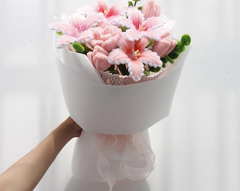 Handgemachter Pfeifenputzer Blumenstrauß, Blush Pink Blumenschmuck